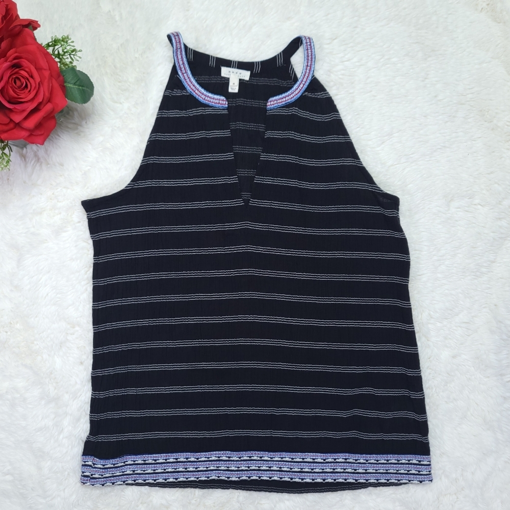 Soft Joie 100% Cotton Detailed Embroidered Tank Top Size S